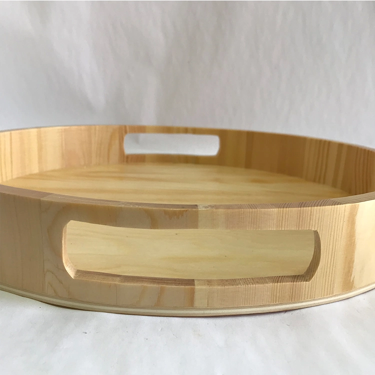 Pinewood Bar Serving Tray with Handles Customized Size Fsc Wooden Tray
