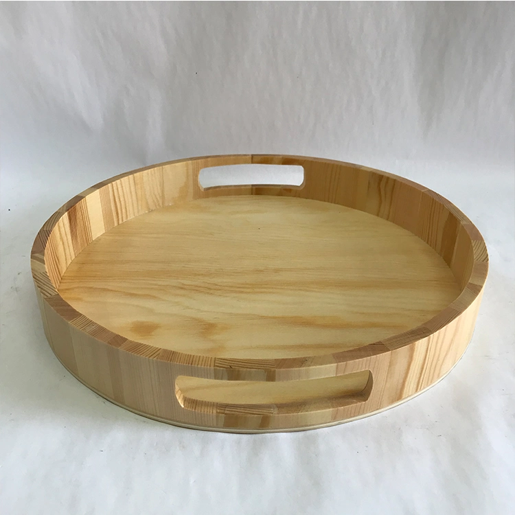 Pinewood Bar Serving Tray with Handles Customized Size Fsc Wooden Tray