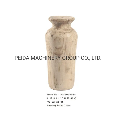 Vaso decorativo moderno in legno di paulownia naturale Vaso da tavolo decorativo rotondo alto fatto a mano